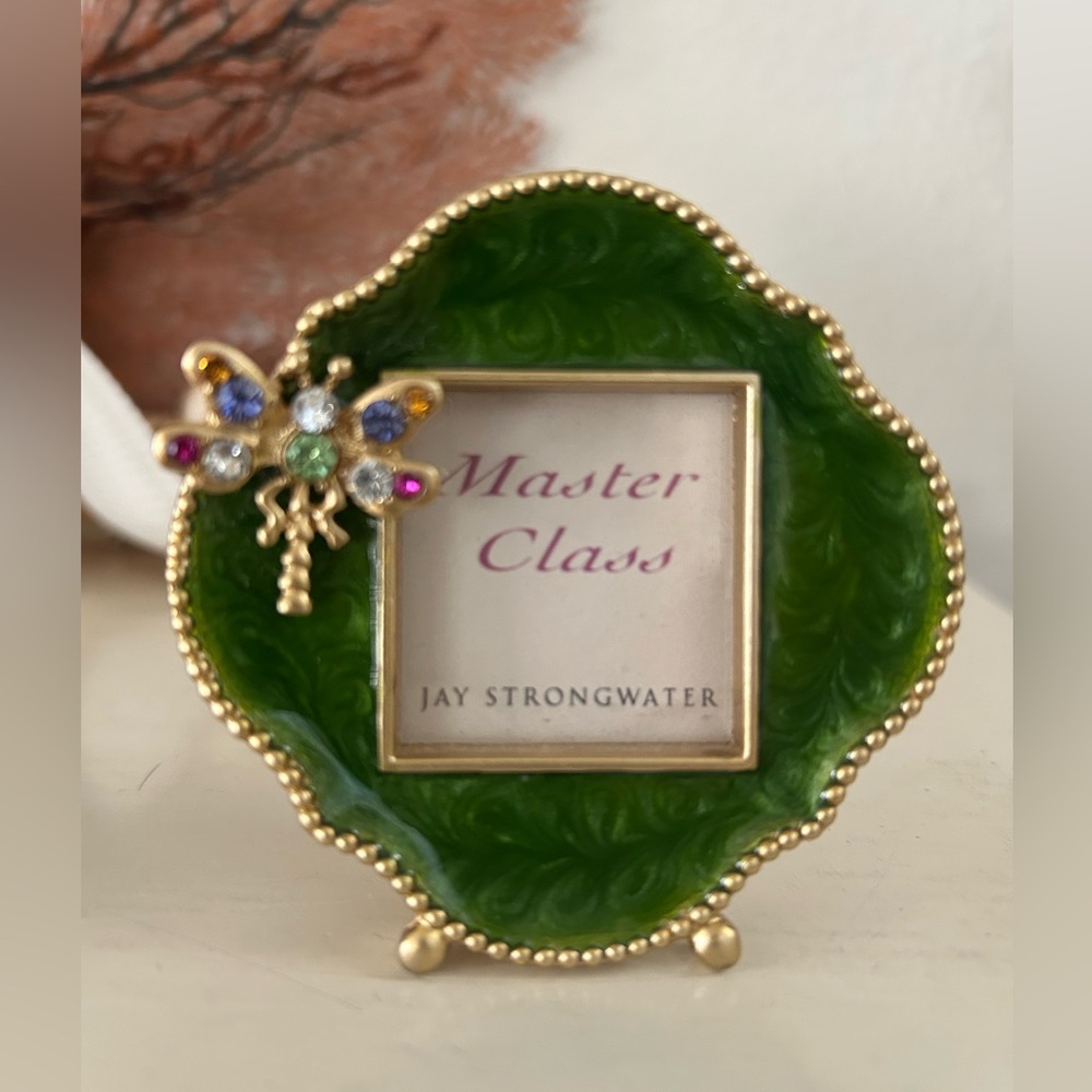 Jay Strongwater Dragonfly Green Enamel Miniature Picture Frame With Swarovski
